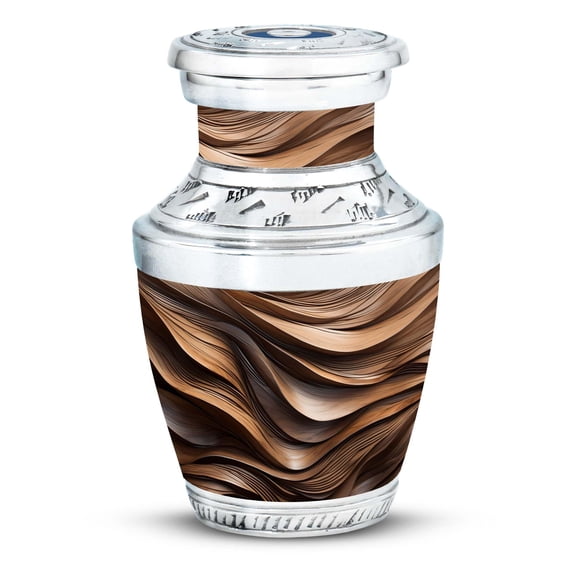 SUBSH Organic Wooden Waves - Mini Urn - Small Urn Dad - Cremation Urns for Human Ashes - Funeral Urn Ashes - Cremation Urns for Adult Ashes Women (Size - 3inch,1pcs)