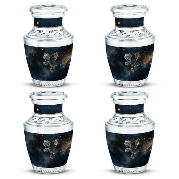 SUBSH Owl Urn for Ashes for Women - Small Urns for Ashes - Urn for Ashes for Women - Burial Urns for Adult Human Ashes - Urns for Cremation Ashes (3 inch Pack of 4)