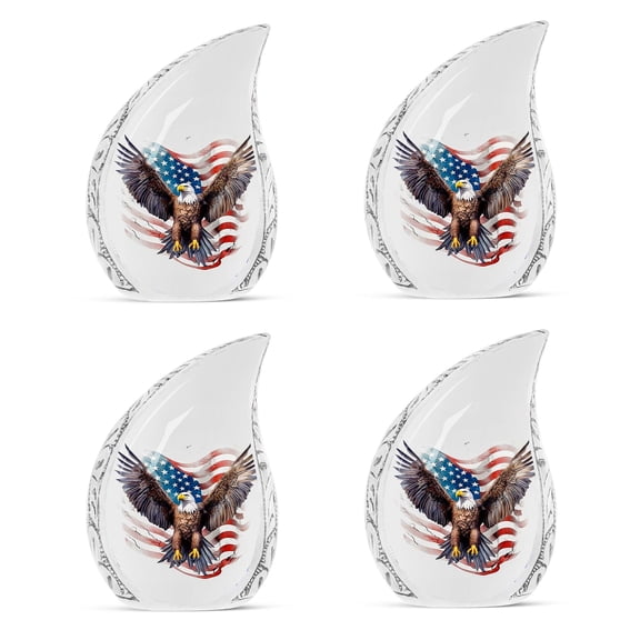 SUBSH Painting Of An Eagle With American Flag - Cremation Urns Small - Small Ashes Urn - Urns For Human Ashes - Pack Of 4 - Adult Urn For Human Ashes - Cremation Keepsakes For Ashes