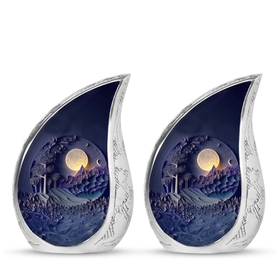SUBSH Papercut Landscape With Full Moon - Cremation Urns For Burial - Urns For Human Ashes Adult For Burial - Small Cremation Urns For Human Ashes - Pack Of 2 - Small Urns