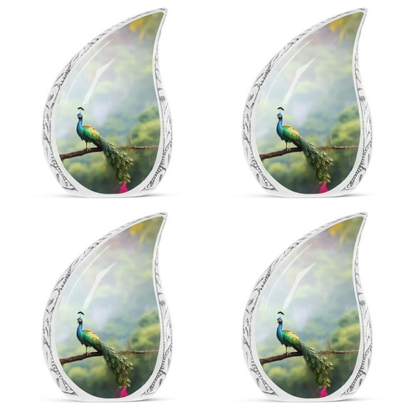 SUBSH Peacock - Cremation Urns For Ashes For Men - Keepsake Cremation Urns For Human Ashes - Miniature Urns For Human Ashes - Pack Of 4 - Ashes Urn Human - Urns Human Ashes