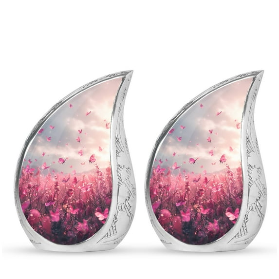 SUBSH Pink Butterfly Cremation Urn For Ashes - Urns For Mom Ashes - Urn Keepsake - Pack Of 2 - Small Keepsake Urns - Ashes Keepsake - Urns For Mom Ashes - Decorative Urns For Ashes