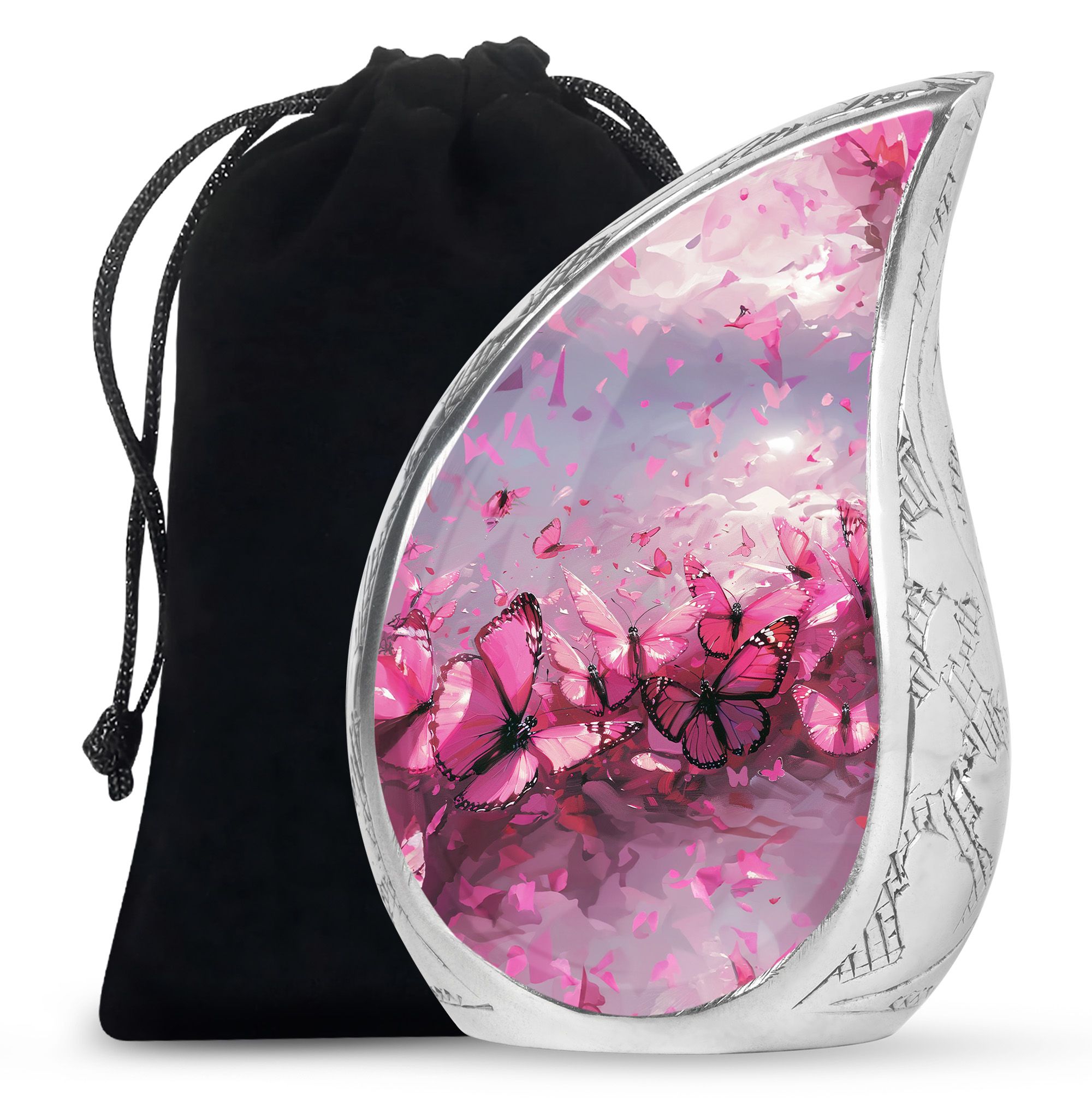 SUBSH Pink Butterfly Urn For Ashes For Mom - Urns For Mom - Funeral Urns For Adult Ashes Men - 10 Inch - Large Urns - Cremation Urns For Human Ashes - Urns For Ashes