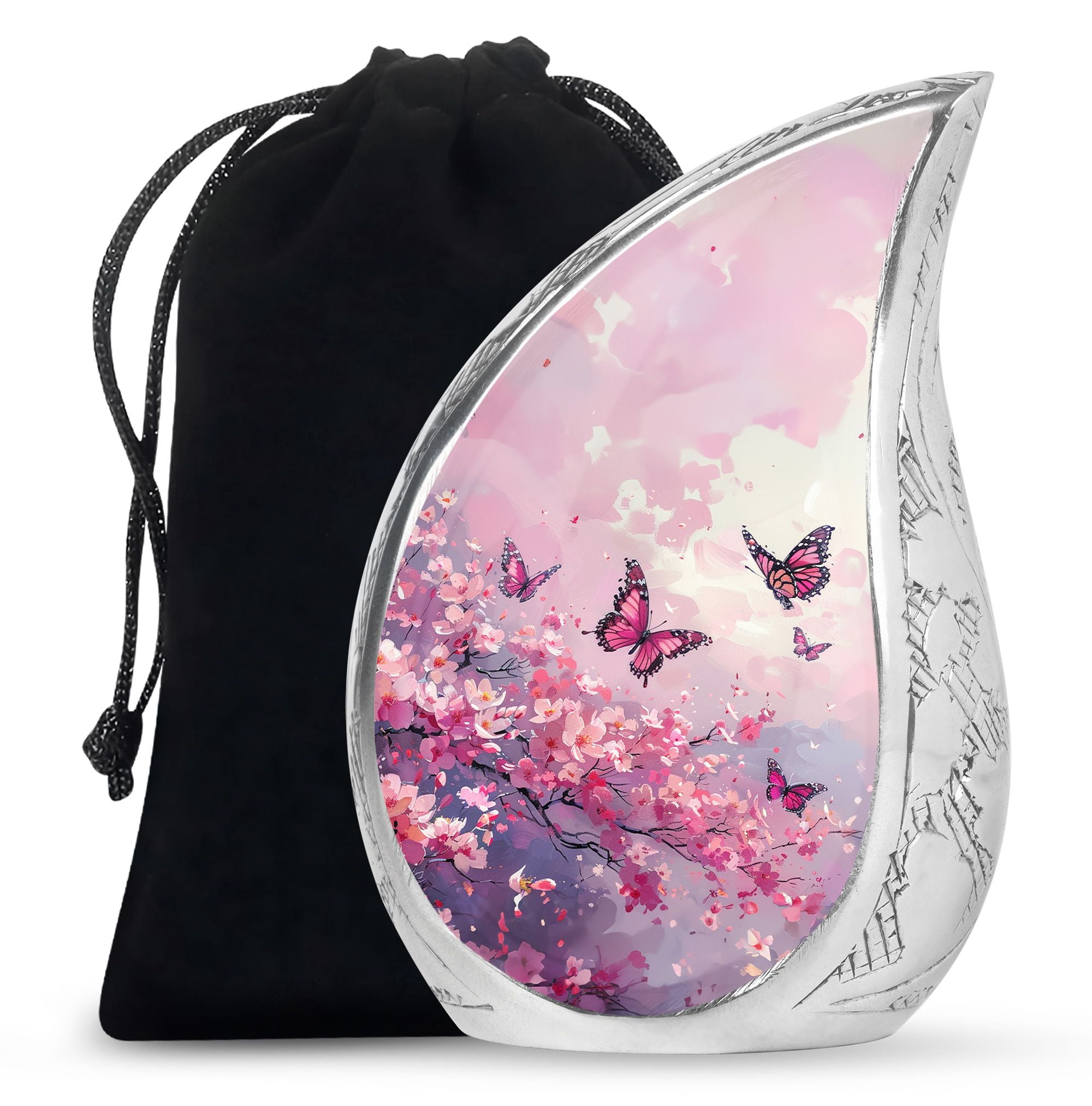 SUBSH Pink Butterfly Urns For Human Ashes Adult Female - Urn For Human Ashes Adult Male - Funeral Urns For Human Ashes Adult - 10 Inch - Large Urns For Human Ashes Adult - Cremation Urns