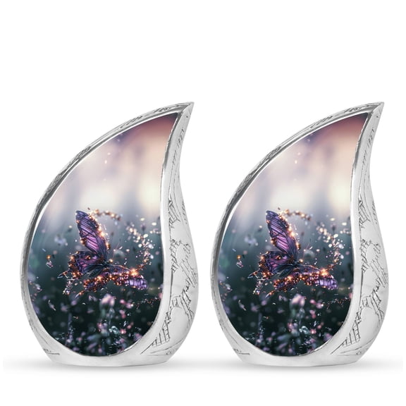 SUBSH Purple Butterfly Adult Urns - Urns Human Ashes Adult - Urn For Human Ashes Medium Size - Pack Of 2 - Cremation Urn Human Ashes - Funeral Urn For Adult - Human Remains Urn