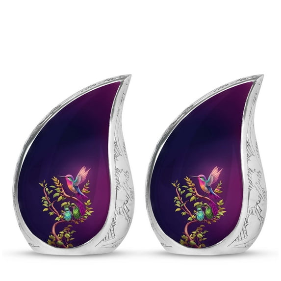 SUBSH Purple Humming Bird - Adult Urns For Human Ashes Women - Urns For Men Ashes Adult Male - Urns For Burial - Pack Of 2 - Cremation Urn - Urns For Human Ashes Adult Male