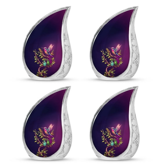 SUBSH Purple Humming Bird - Cremation Keepsakes - Urns For Mom - Urns For Dad - Pack Of 4 - Cremation Urns - Funeral Urns - Burial Decorative Urn For Ashes - Memorial Urn