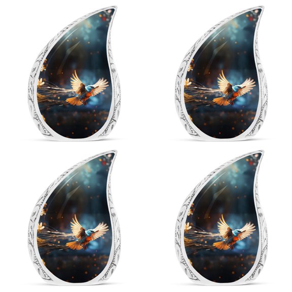 SUBSH Red Sparrow Flying - Urns For Adult Male - Urn For Ashes Adult Male - Funeral Urn - Pack Of 4 - Small Keepsake Urns - Cremation Keepsakes For Ashes - Burial Urns For Male & Female