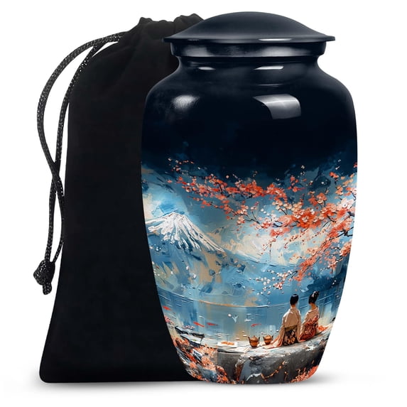 SUBSH Reflections by Mount Fuji - Adult Urns for Human Ashes Women - Precious Memories Urns - Mosaic Urns for Human Ashes Adult - Ashes Holder - Funeral Cremation Urns for Ashes (10 inch)