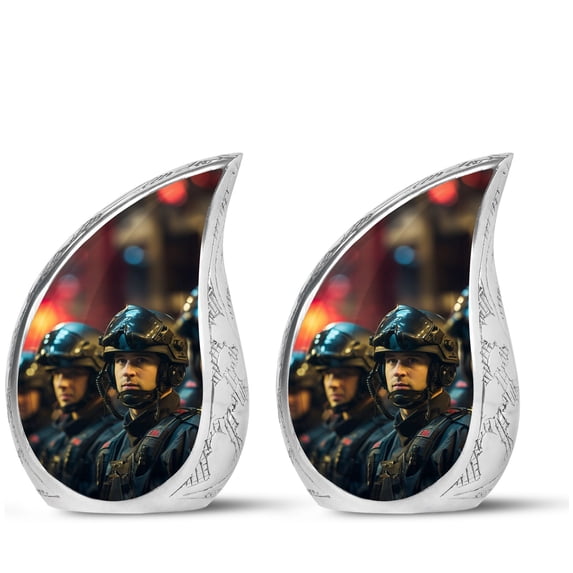 SUBSH Riot Police On Alert - Cremation Urns For Women - Urns For Men - Funeral Urn Ashes - Pack Of 2 - Small Urn For Ashes - Small Keepsake Cremation Urns - Human Ash Urns