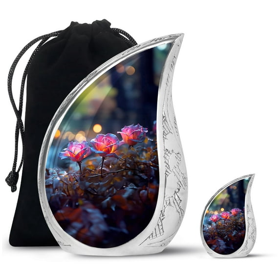 SUBSH Rose Paradise - Cremation Urn Human - Funeral Urns For Adult Ashes Men - Urn For Ashes Adult Male - Combo 1 Large & 1 Small - Cremation Urns For Women - Urns For Ashes Adult Male Large