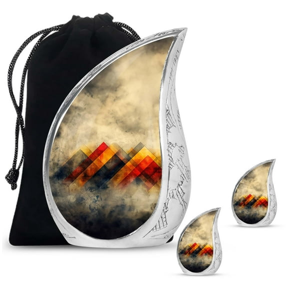 SUBSH Rustic Diamond Tapestry - Cremation Urns Small - Urn For Adult Woman - Urn For Human Ashes Adult Female - Combo 1 Large & 2 Small - Urns For Ashes Adult - Keepsake Urns For Ashes