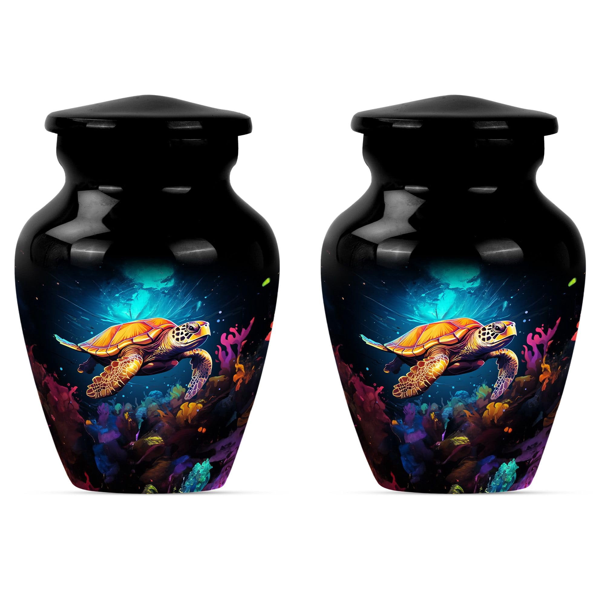 SUBSH Sea Turtle Urns for Human Ashes - Small Urn for Ashes - Burial Urns for Human Ashes Adult Male - Urns for Ashes Adult Female Mother - Cremation Companion Urns (3 inch Pack of 2)