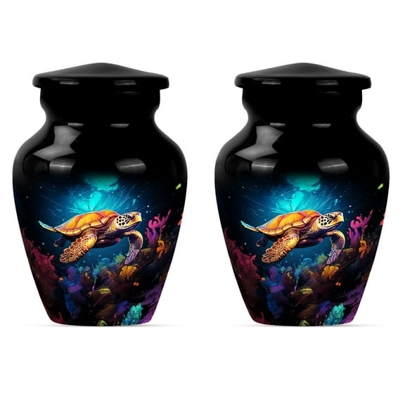 SUBSH Sea Turtle Urns for Human Ashes - Small Urn for Ashes - Burial Urns for Human Ashes Adult Male - Urns for Ashes Adult Female Mother - Cremation Companion Urns (3 inch Pack of 2)