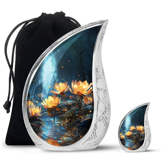 SUBSH Set Of Lilly - Urns For Ashes Adult Male - Urns For Ashes Adult Female Mom - Small Cremation Urns For Human Ashes - Combo 1 Large & 1 Small - Cremation Urns For Adults
