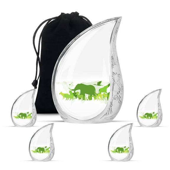 SUBSH Silhoute Of Animals - Small Urns For Human Ashes - Small Burial Urns For Adult Human Ashes - Funeral Urn - Combo 1 Large & 4 Small - Small Keepsake Urns - Keepsake Urns For Human Ashes