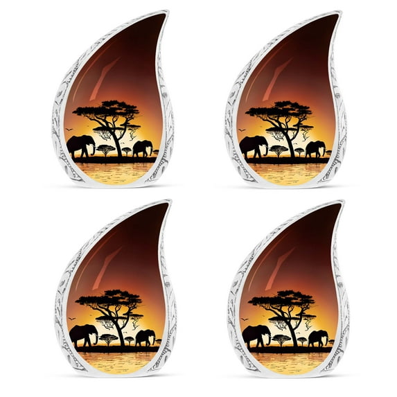 SUBSH Silhoute Of Elephants - Urn For Human Ashes - Urns For Ashes Adult - Miniature Urns For Human Ashes - Pack Of 4 - Ashes Urns Human - Funeral Urns For Adult Ashes Women