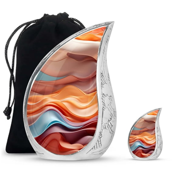SUBSH Silken Waves Of Color - Cremation Urns For Ashes For Women - Urn For Adult Female Ashes - Funeral Urns - Combo 1 Large & 1 Small - Urn For Ashes For Women Small - Adult Urn