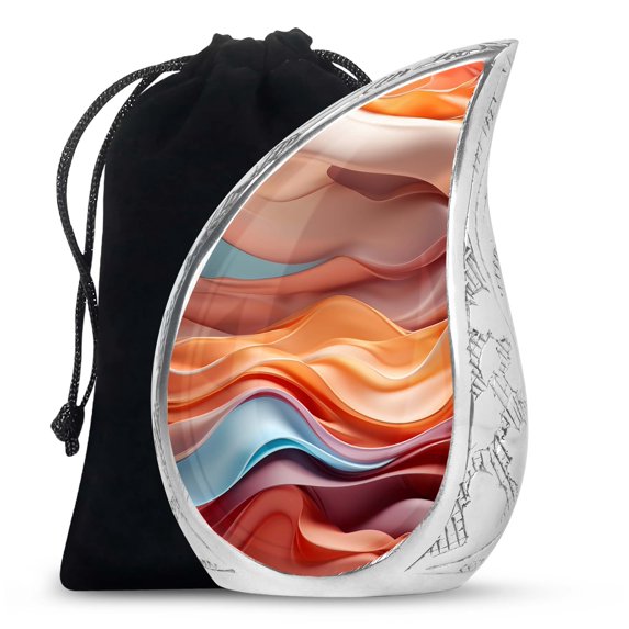 SUBSH Silken Waves Of Color - Cremation Urns For Adult Ashes - Large Urns For Ashes Adult Female - Large Cremation Urns For Human Ashes - 10 Inch - Largeature Urns For Ashes