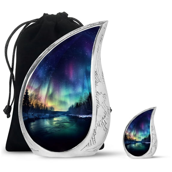SUBSH Sky Glows Small Urns For Human Ashes Keepsake - Small Urns For Human Ashes - Adult Burial Urns - Combo 1 Large & 1 Small - Cremation Urns For Ashes For Women - Cremation Urns For Men