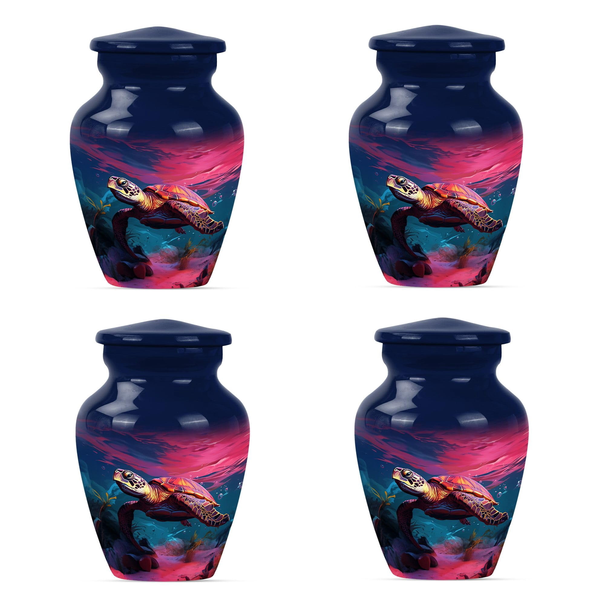 SUBSH Small Turtle Urns for Human Ashes - Mini Urns - Decorative Urns - Cremation Urn Human Ashes - Funeral Urns for Human Ashes Adult - Cremation Urns for Men (3 inch Pack of 4)