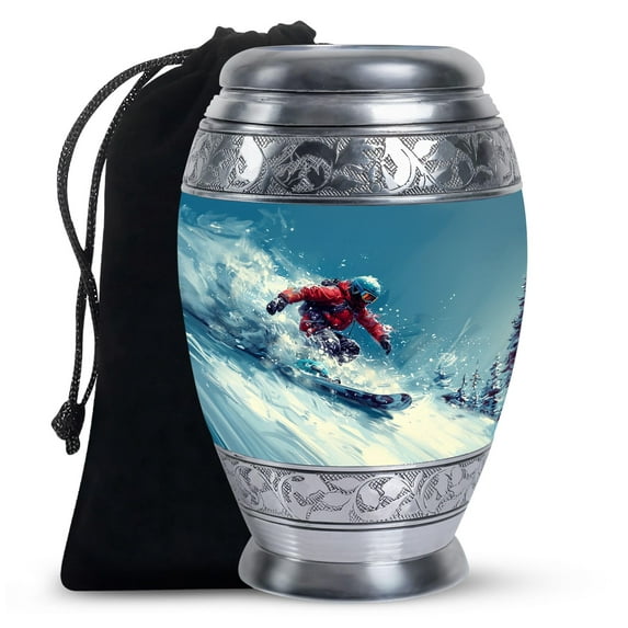 SUBSH Snowboarding The Alpine Slopes - Urn for Ashes for Women - Memorial Urns for Ashes - Cremation Urns for Women - Mosaic Urns for Human Ashes Adult - Memorial Ashes (10 inch)