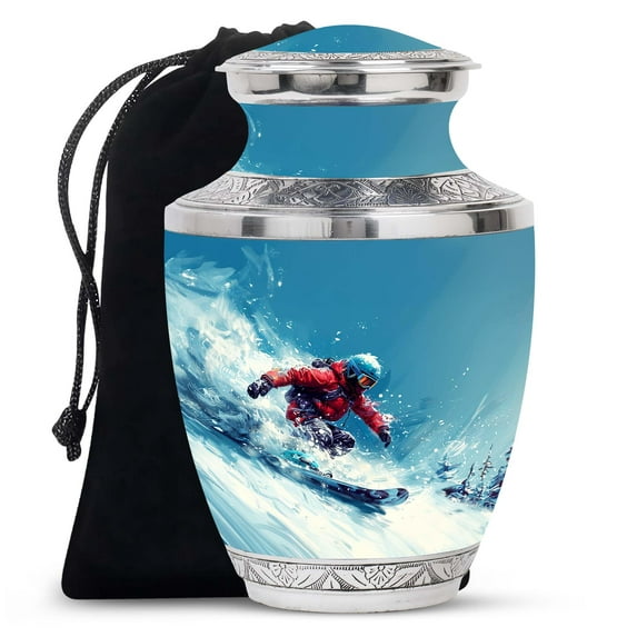 SUBSH Snowboarding The Alpine Slopes - Urn for Ashes for Women - Memorial Urns for Ashes - Urn for Dad - Funeral Urns for Adult Ashes Men - Memorial Ashes (10 inch)