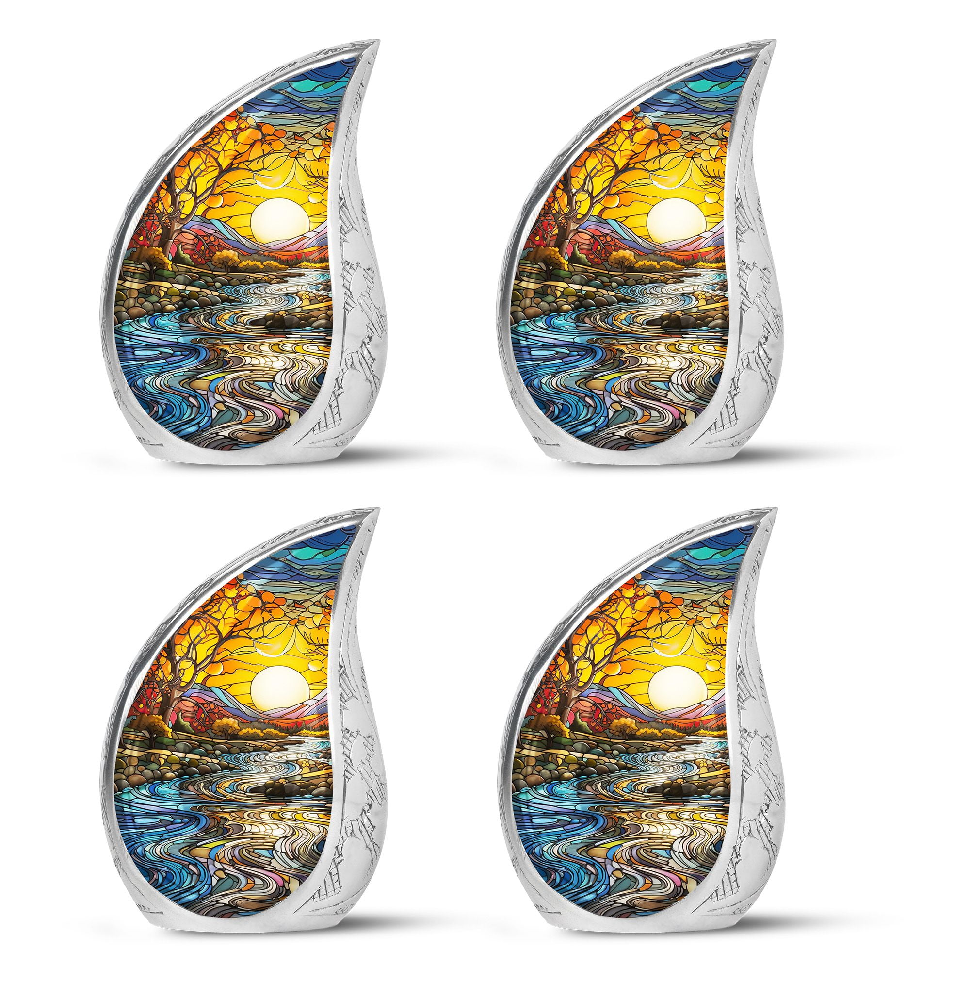 SUBSH Stained Glass River Landscape - Cremation Urn Human Ashes - Small Ashes Urn - Urn For Ashes For Women Small - Pack Of 4 - Mini Urns For Ashes - Urn For Ashes