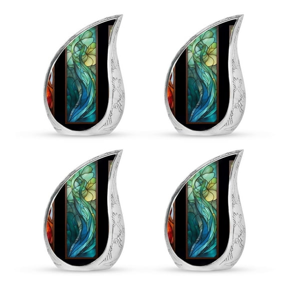 SUBSH Stained Glass Urns For Ashes Adult Female - Adult Urns For Human Ashes Women - Small Cremation Urns For Human Ashes - Pack Of 4 - Urns For Infant Ashes - Cremation Urn Human