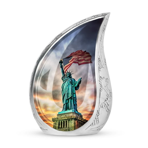 SUBSH Statue Of Liberty With A Flag - Urns For Mom Ashes - Urn For Human Ashes Adult Male - Urns For Human Ashes Small - Pack Of 1 - Cremation Urns For Ashes - Urns For Ashes Adult Male Small