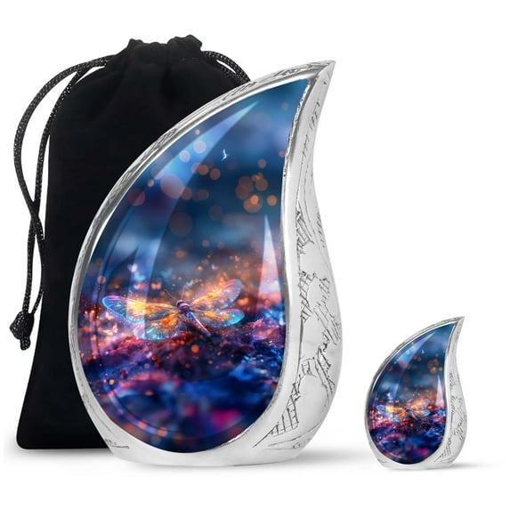 SUBSH Stellar Dragonfly Dream - Cremation Urns For Adult Ashes - Urns For Human Ashes Adult Male - Urns For Mom - Combo 1 Large & 1 Small - Mini Urns For Human Ashes Keepsake - Ash Urn For Humans