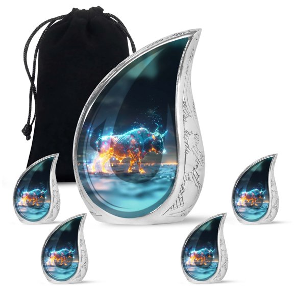 SUBSH Stellar Taurus Glow - Cremation Urns Small - Urn Small - Miniature Urns For Human Ashes - Combo 1 Large & 4 Small - Cremation Urns For Women - Ashes Keepsake - Cremation Urns For Burial