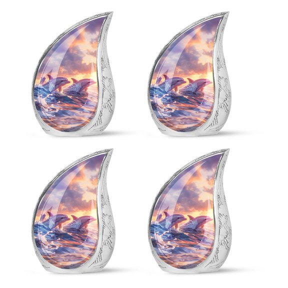SUBSH Sunset Dolphin Serenade - Urns For Ashes Adult Male - Urn For Mom Ashes - Urns For Woman Human Ashes - Pack Of 4 - Cremation Urn For Human Ashes - Cremation Urns For Adults