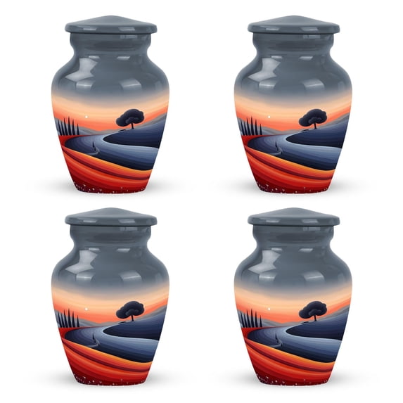 SUBSH Sunset Serenade Harmony of Hills and Hues - Miniature Urns for Human Ashes - Urn for Burial In Ground - Cremation Urns for Ashes - Funeral Urns for Adult Ashes Women - (Size-3inch,4pcs)