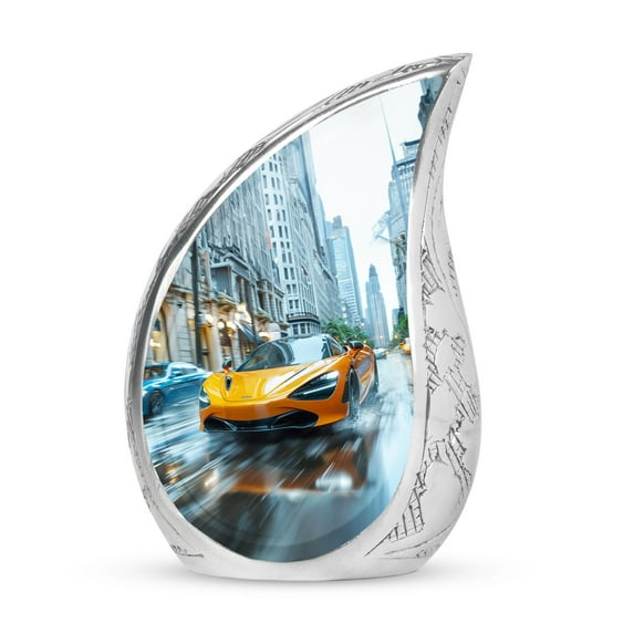SUBSH Supercars Glide Through The Wet City - Funeral Urns For Adult Ashes Men - Urns For Men - Urns For Human Ashes For Mother - Pack Of 1 - Urns For Human Ashes Husband
