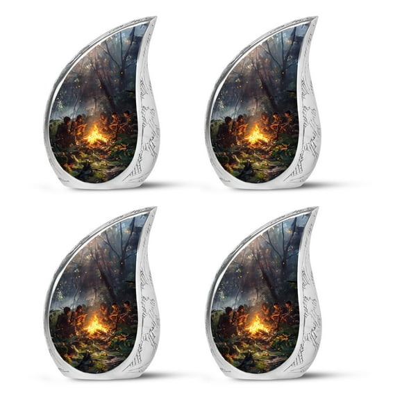SUBSH Survivors Campfire In The Jungle - Adult Urns For Human Ashes - Urns For Human Ashes Husband - Urns For Men - Pack Of 4 - Mini Urns For Ashes - Cremation Urn For Adults