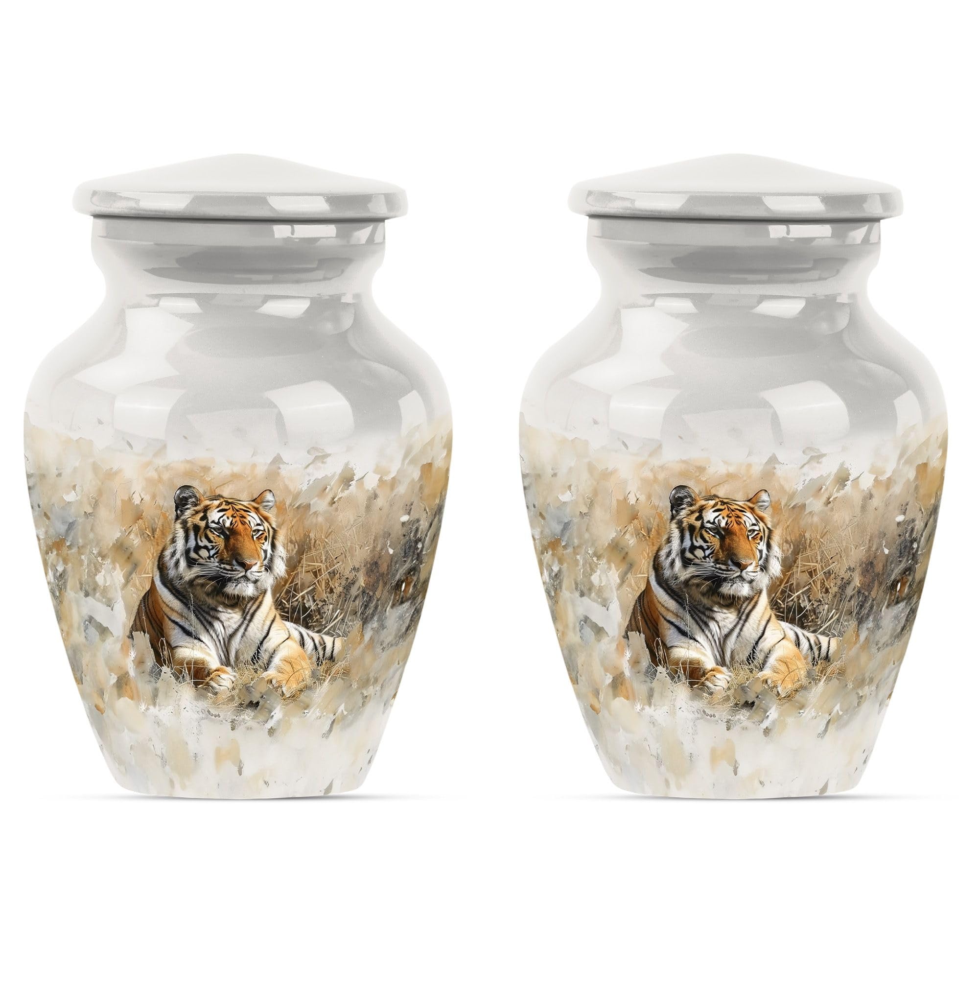 SUBSH Tiger Urn - Mini Urn - Urn for Dad - Cremation Urns for Adult Ashes Men - Cremation Urn for Adults - Ash Urns for Humans (3 inch Pack of 2)