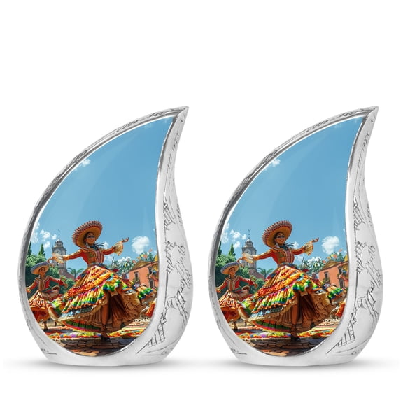 SUBSH Traditional Mexican Folk Dance In Celebration - Cremation Keepsake Urns For Ashes - Urns For Ashes Adult - Human Urns For Ashes Adult Small - Pack Of 2 - Cremation Urns Small