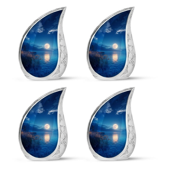 SUBSH Tranquil Moonlight Serenade By The Mountain Lak - Urns For Ashes Adult Male - Urn For Mom - Urns Cremation - Pack Of 4 - Decorative Urns For Human Ashes - Urns Human Ashes