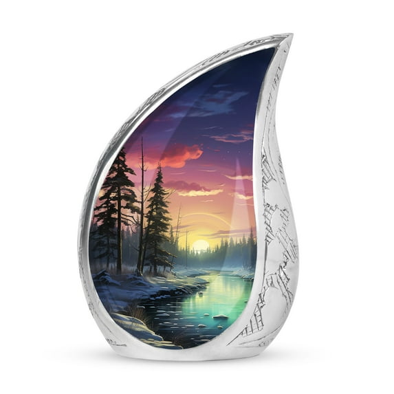 SUBSH Twilight Glow On A Frozen Creek - Urns Human Ashes - Urns For Adults - Funeral Urns For Adult Ashes Men - Pack Of 1 - Memorial Urns - Urn For Ashes For Women