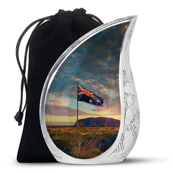 SUBSH Uluru Under The Australian Flag - Urns For Human Ashes Adult Female - Urn For Ashes For Men - Urns For Infant Ashes - 10 Inch - Cremation Urns For Ashes For Women