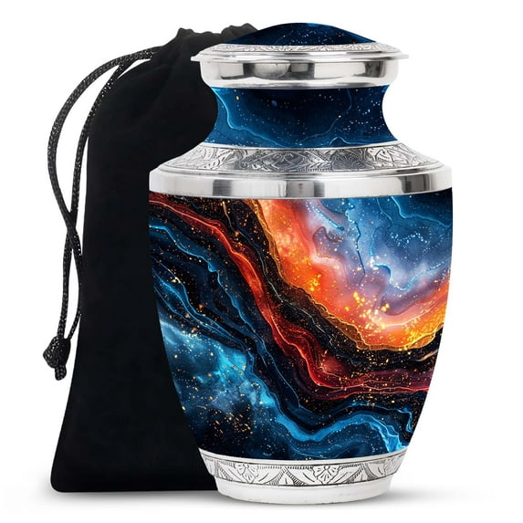 SUBSH Urns for Human Ashes Adult Female Marble Design Metal Urn - Marble Urn for Burial In Ground - Funeral Urns - Cremation Urn - Urns for Ashes Adult Male Large - Burial Urns (10 inch)