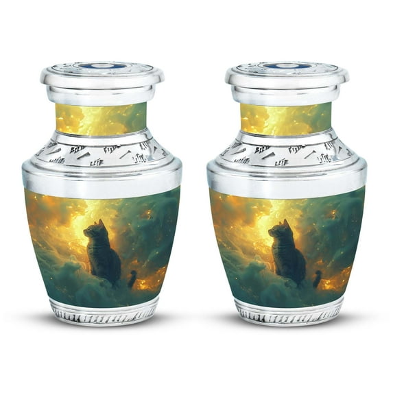 SUBSH Whiskers Pet Urn Cat Urns for Ashes - Cremation Keepsakes for Ashes - Miniature Cremation Urns - Urns for Adult Female (Size - Urns for Mom - 3inch,2pcs) -