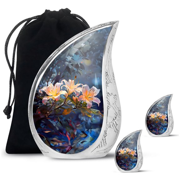 SUBSH White Lilly - Cremation Urns For Ashes For Men - Small Ashes Urn - Urn Human Ashes Large - Combo 1 Large & 2 Small - Urns Ashes Adult - Keepsake Urns For Ashes Small