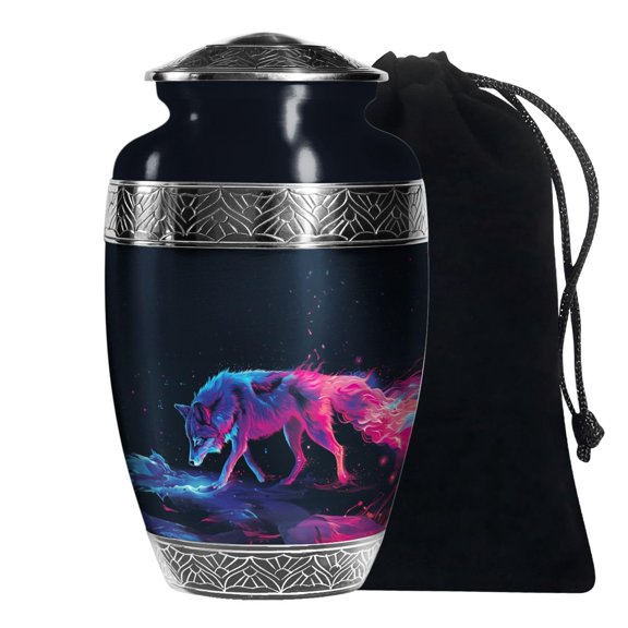 SUBSH Wolf Urn-Large Urn- Memorial Urn - Urn for Adult Male - Funeral Urn Ashes - Cremation Companion Urns