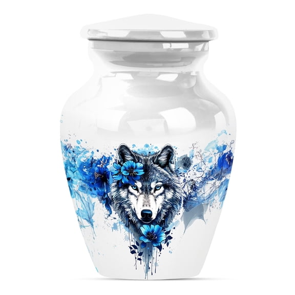 SUBSH Wolf Urn - Small Urns for Ashes - Urns for Ashes Adult Male - Cremation Urns for Ashes - Ashes Holder - Cremation Urns for Human Ashes Adult Female (3 inch Pack of 1)