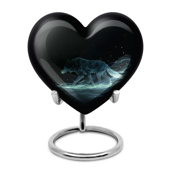 SUBSH Wolf Urns for Human Ashes - Small Urn with Stand - Funeral Urns for Adult Ashes Women - Urns for Ashes Adult Female Mother - Memorial Urn - (Size - 3 inch Pack of 1)