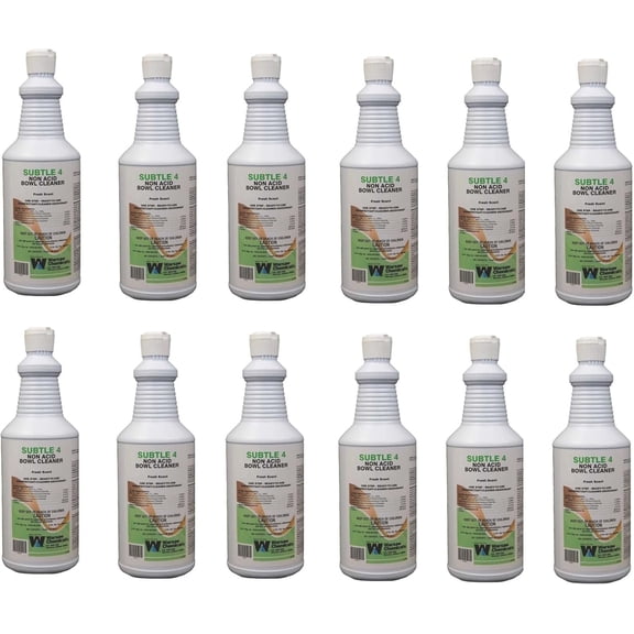 Warsaw Subtle 4, Non-Acid, Washroom Cleaner, Fresh Scent, Cleans and Deodorizes, 1 Quart, 12 Pack