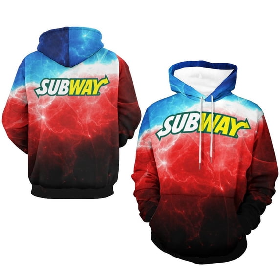 SUBWAY Hoodies for Men Women, Pullover Hoodie with Kangaroo Pocket, 3D Print Long Sleeve Hooded Tops, S-3XL