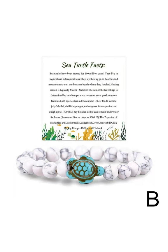 SUCADA Sea Turtle Tracking Bracelet,Ocean Sea Turtle Bracelets, Save Beach Jewelry,Natural Stone Colorful Elastic Turquoise Stretch Bracelet Friendship Gifts for Women Men J4G1